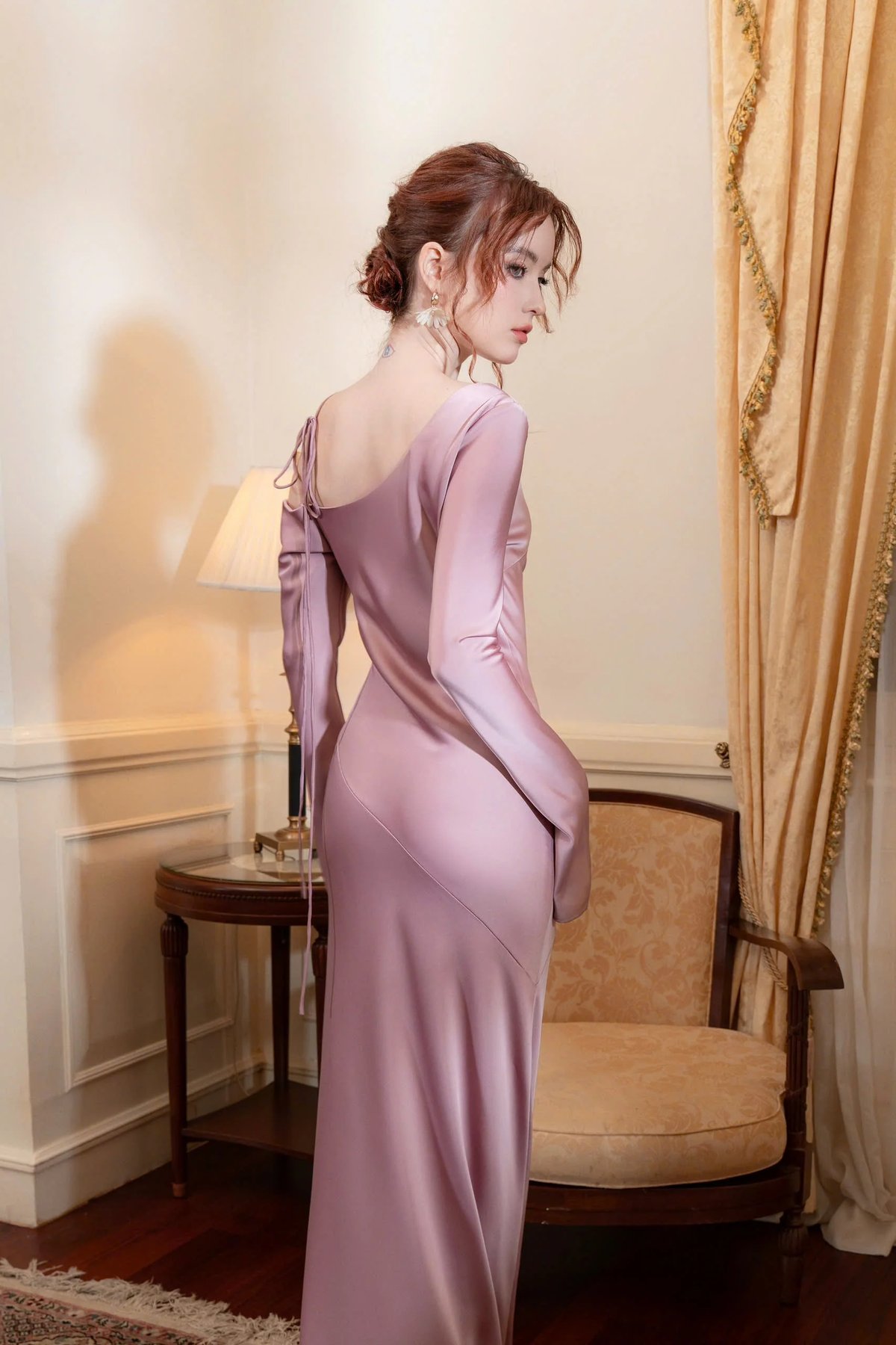 KISSERINE AN Dress One-Shoulder Long Sleeve Elegant Dress