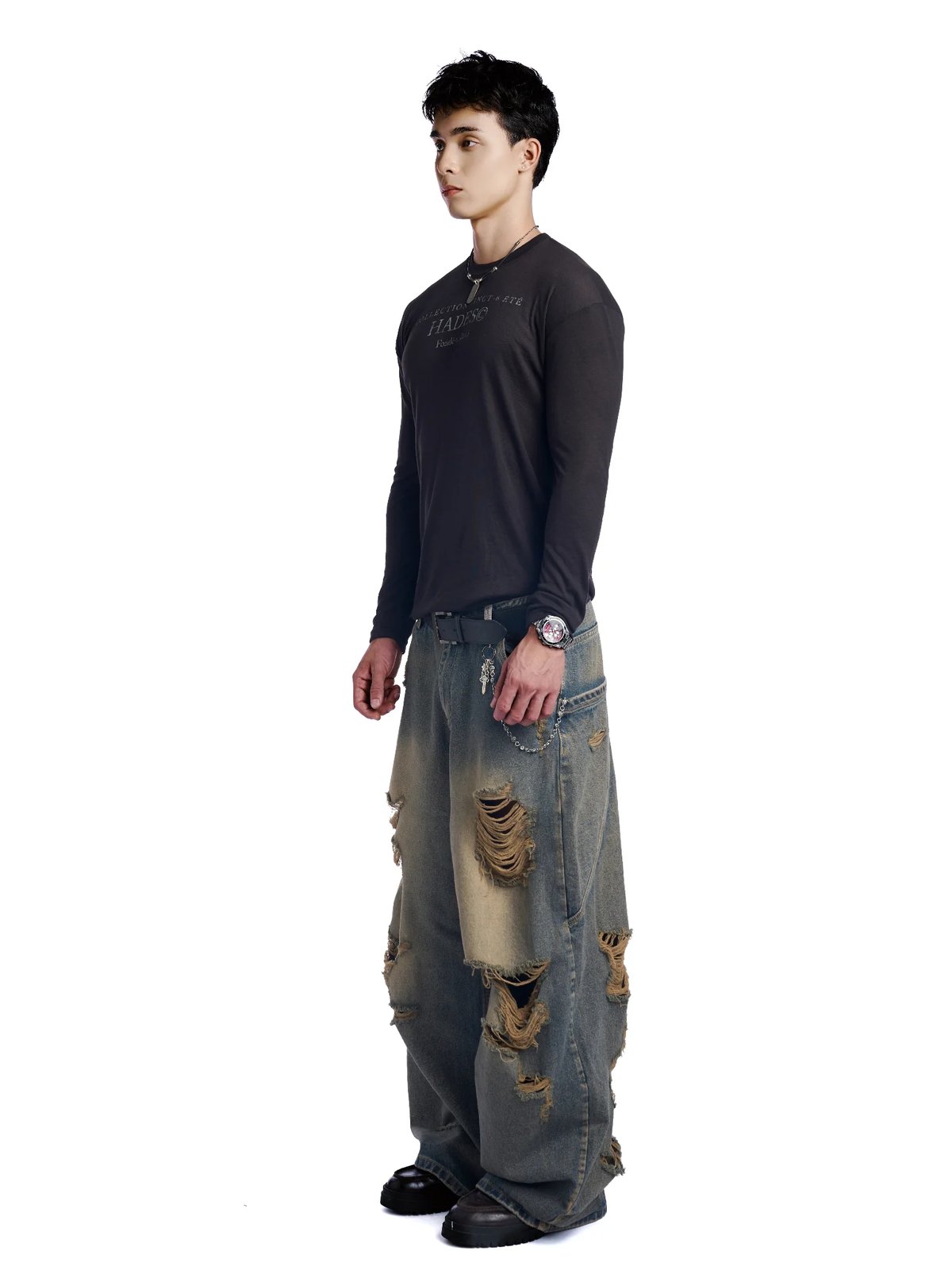 HADES Vingt-Six 長袖圖案 T-shirt - 黑色