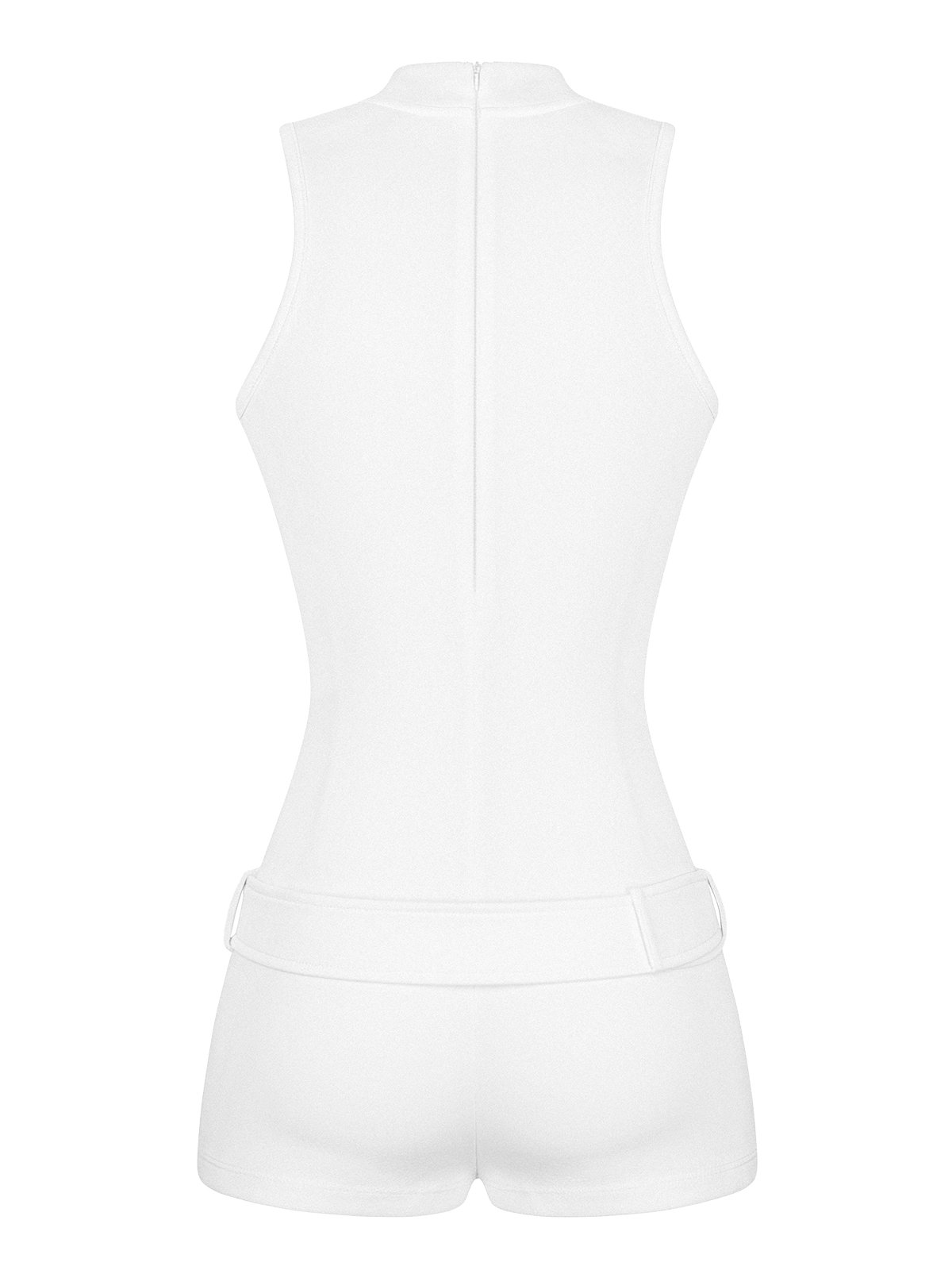 SISTERS Frosting High Neck Sleeveless Romper with Belt - White