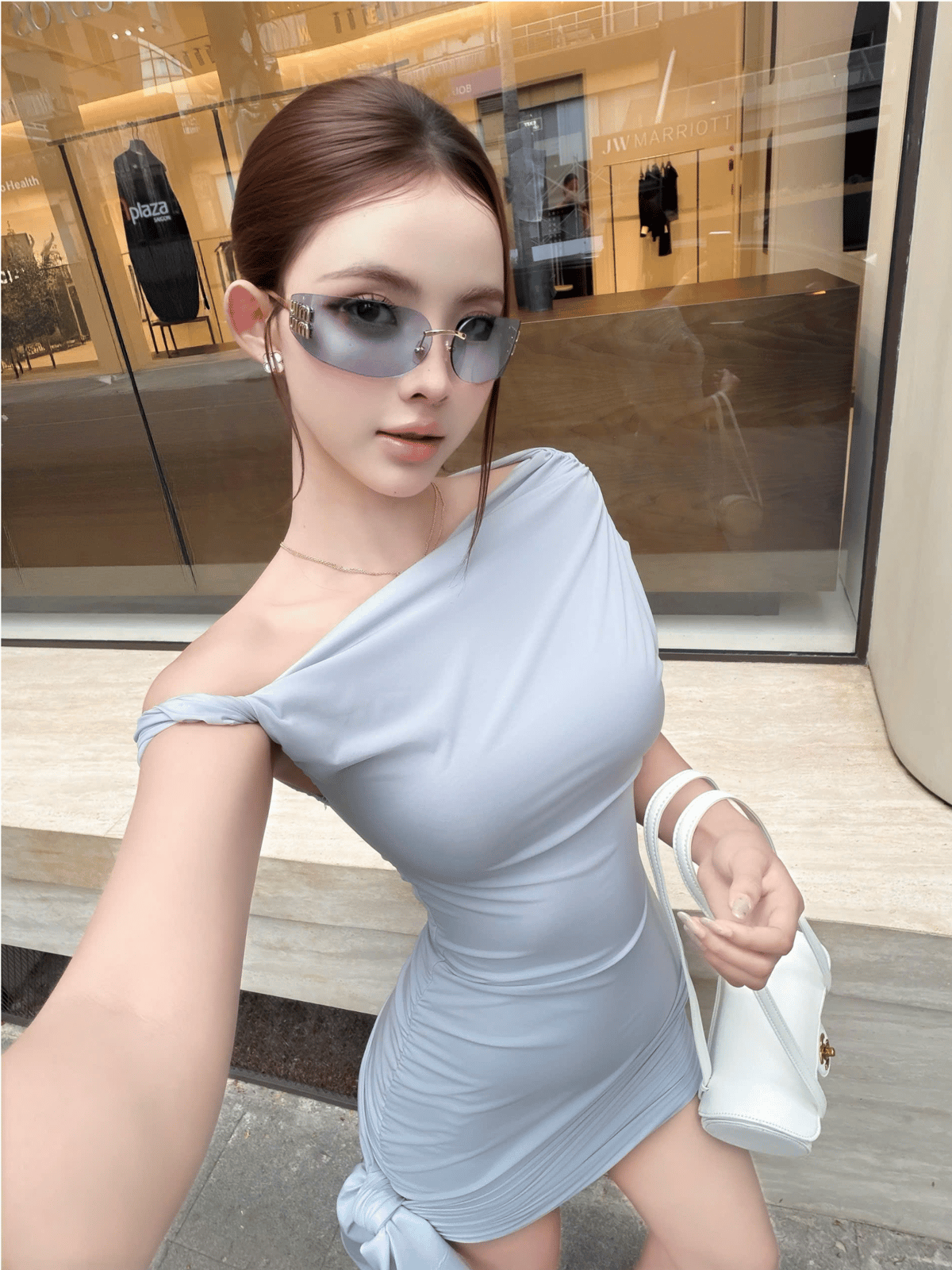 Tran Ali One-Shoulder Knit Mini Dress