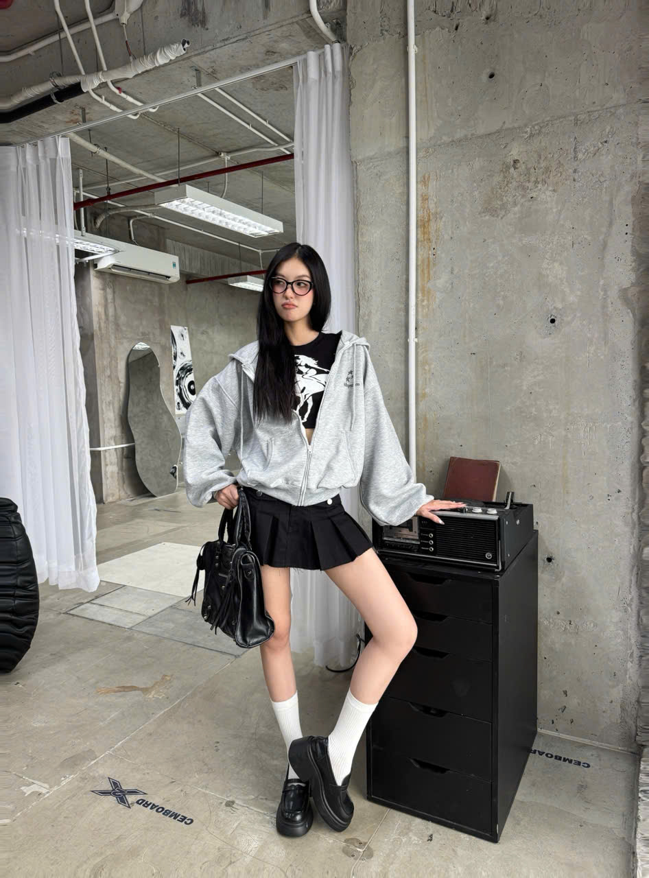 KILL SYSTEM SUPER STAR Glitter Zip-up Hoodie Boxy Fit