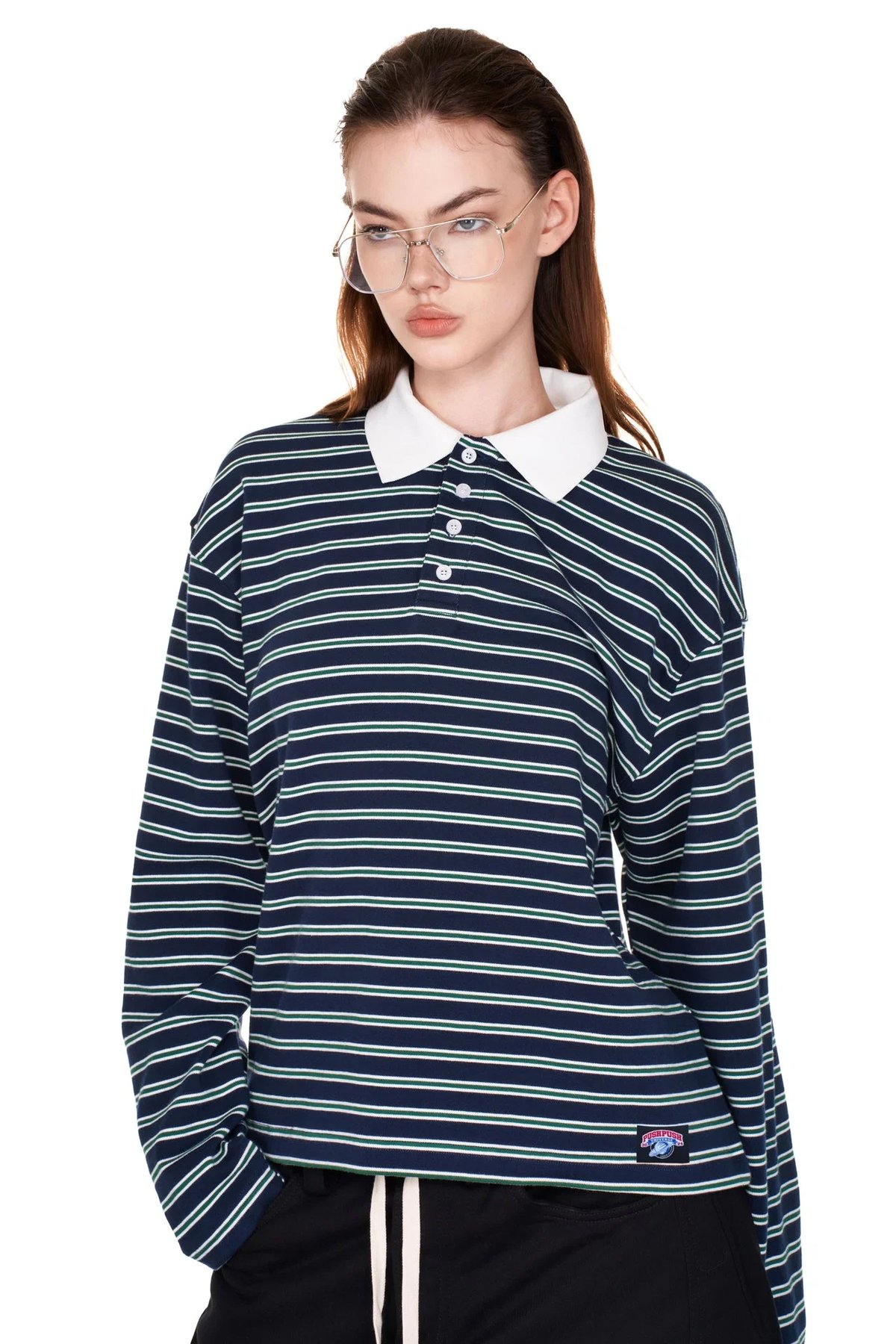 PUSH PUSH Rugby Striped Long Sleeve Polo Shirt