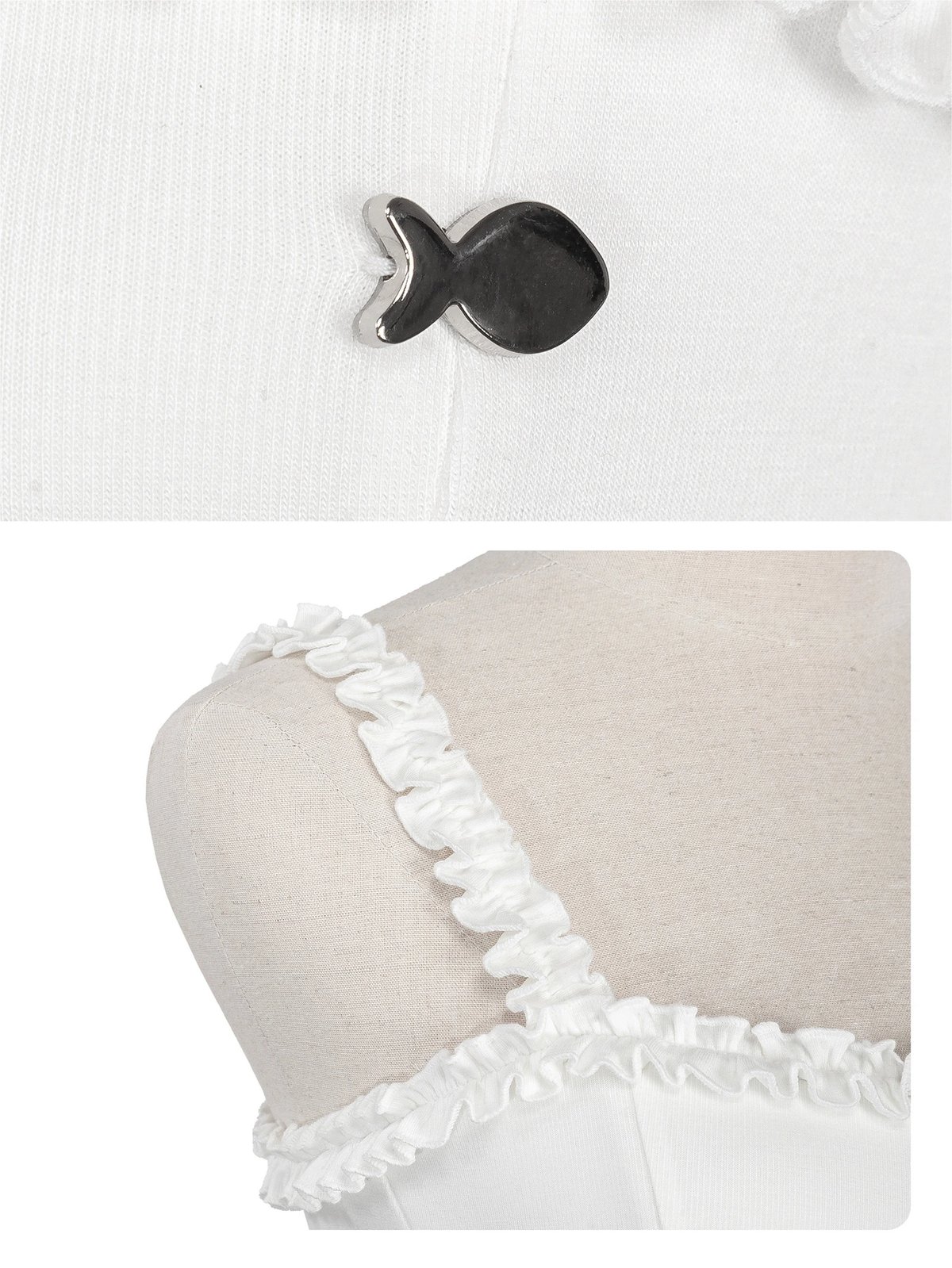 DKMV Yumi Top Corset Style Ruffle Spaghetti Strap Cropped Top