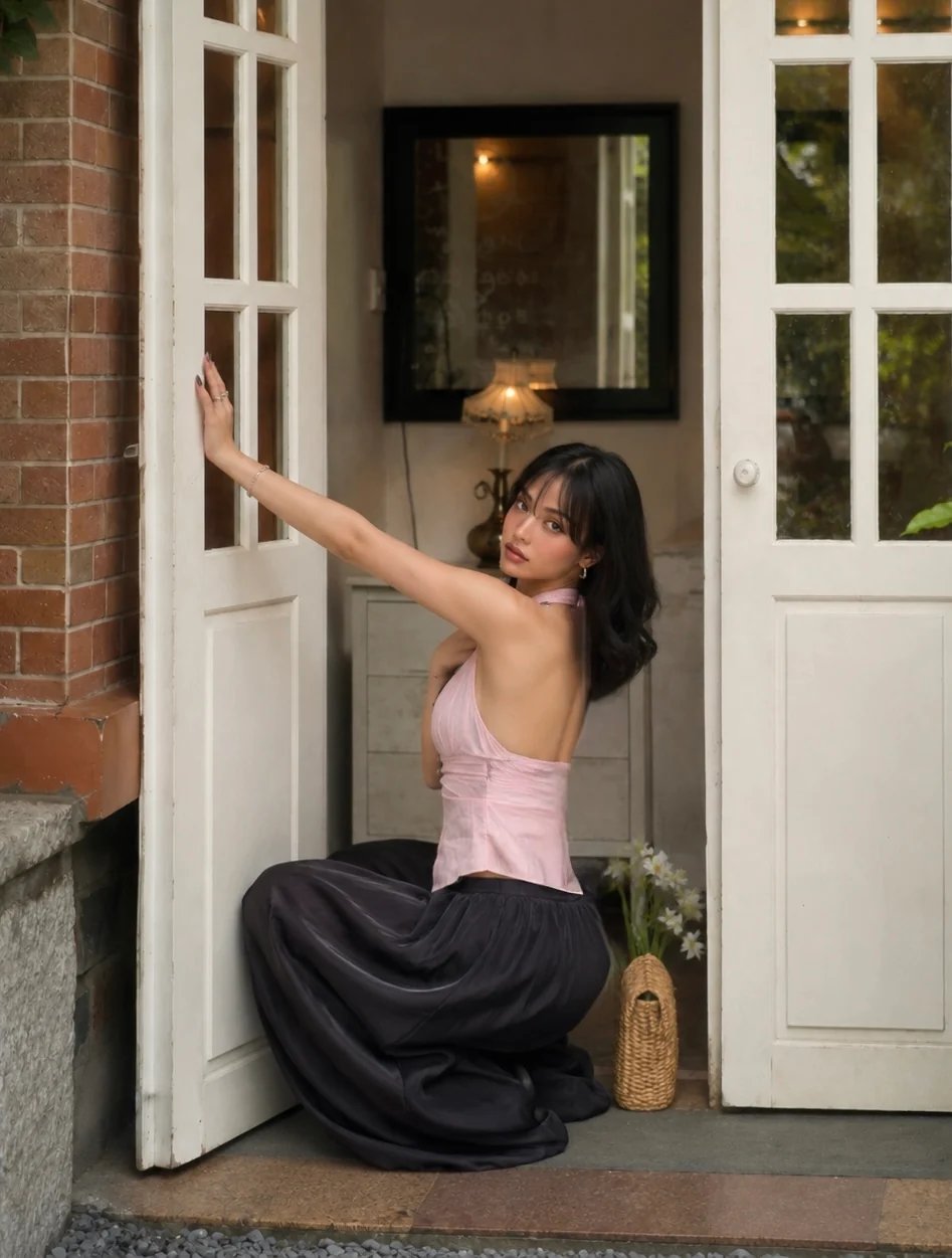 Sugar Crush Ribbon High-Waisted Wide-Leg Pants