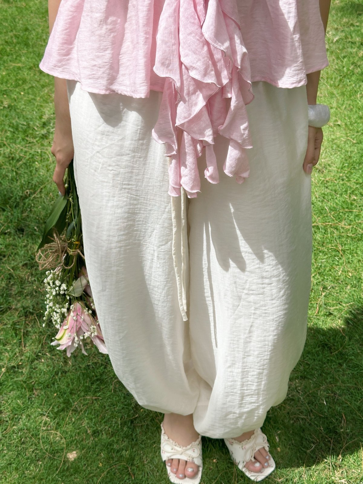 DOTTIE High Waist Wide Leg Trousers Q0417