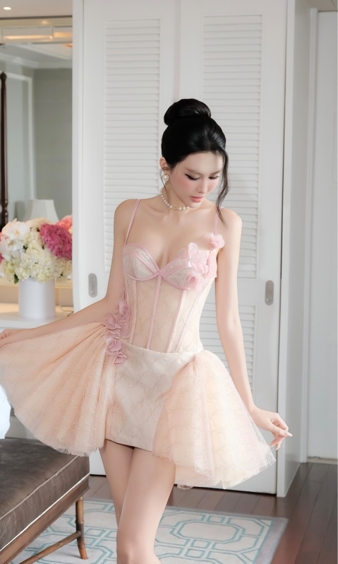 THAOBIBI 花朵蕾絲蓬蓬裙