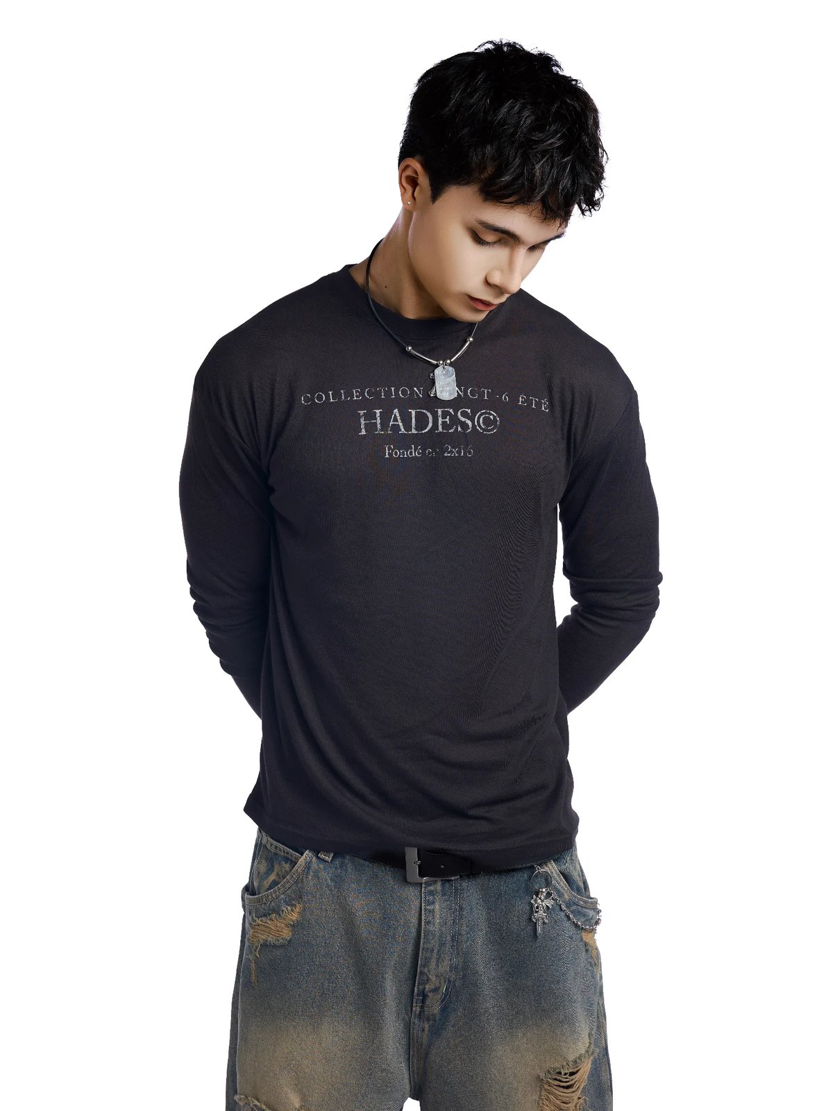 HADES Vingt-Six 長袖圖案 T-shirt - 黑色