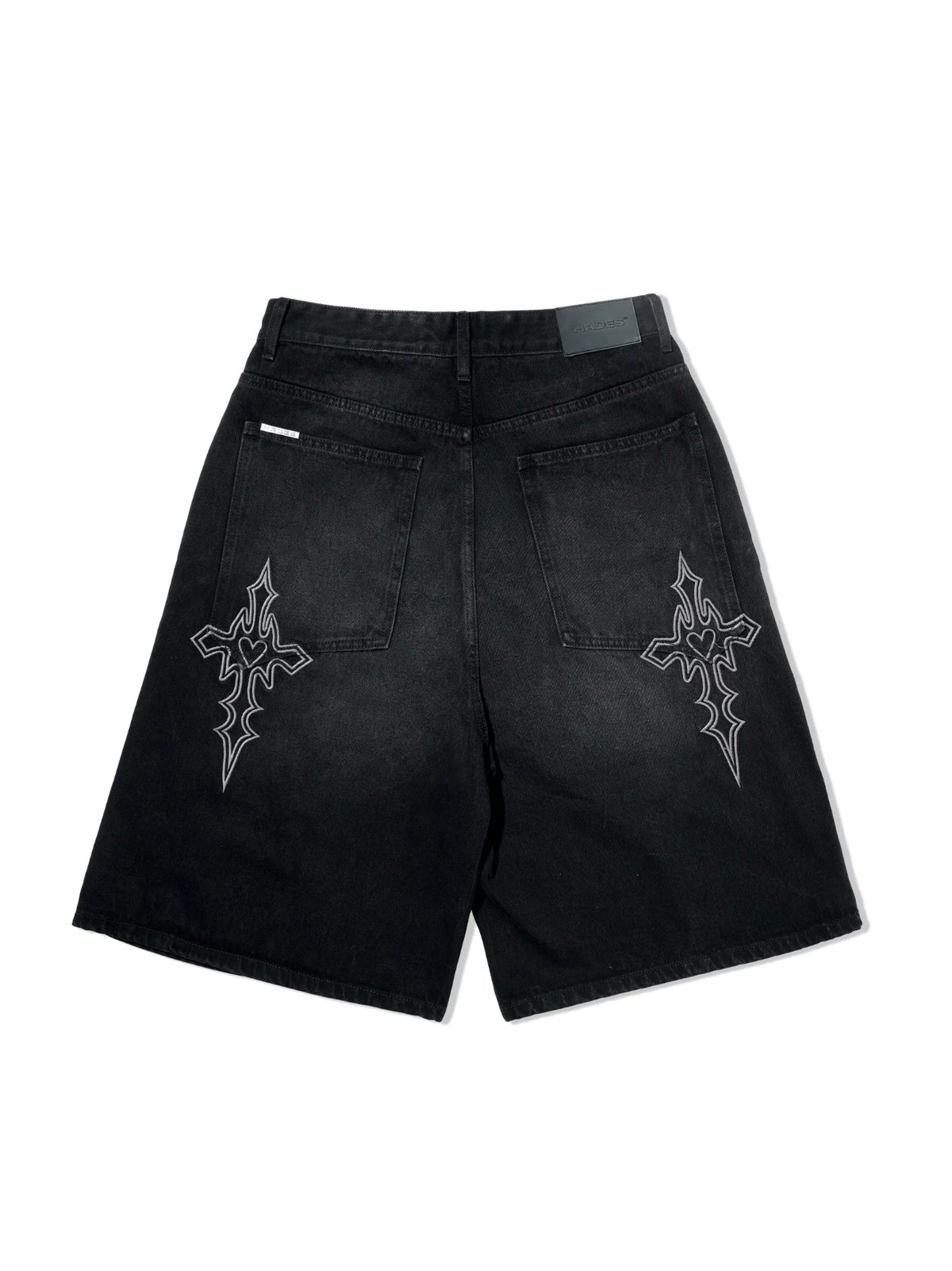 HADES Blackout Distress Wash Denim Shorts