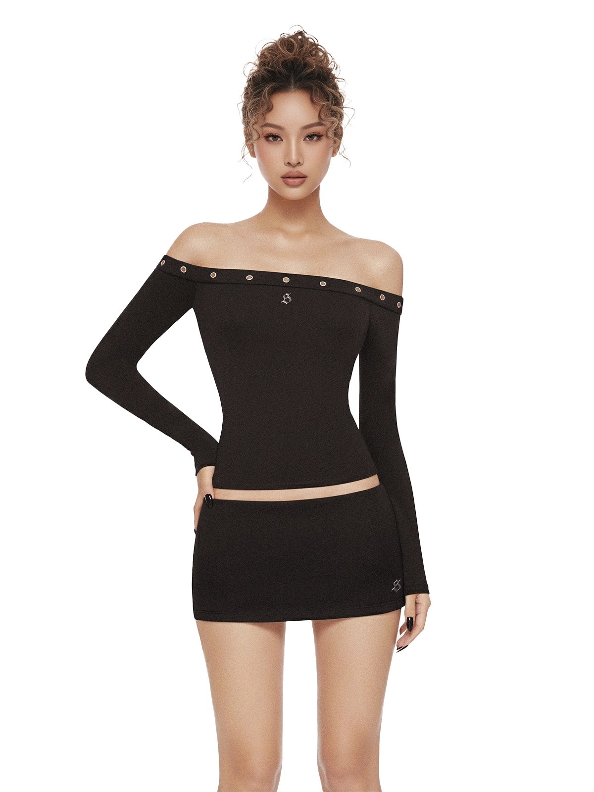 SISTERS Gardenia Off-the-Shoulder Longline Slim Fit Top - White