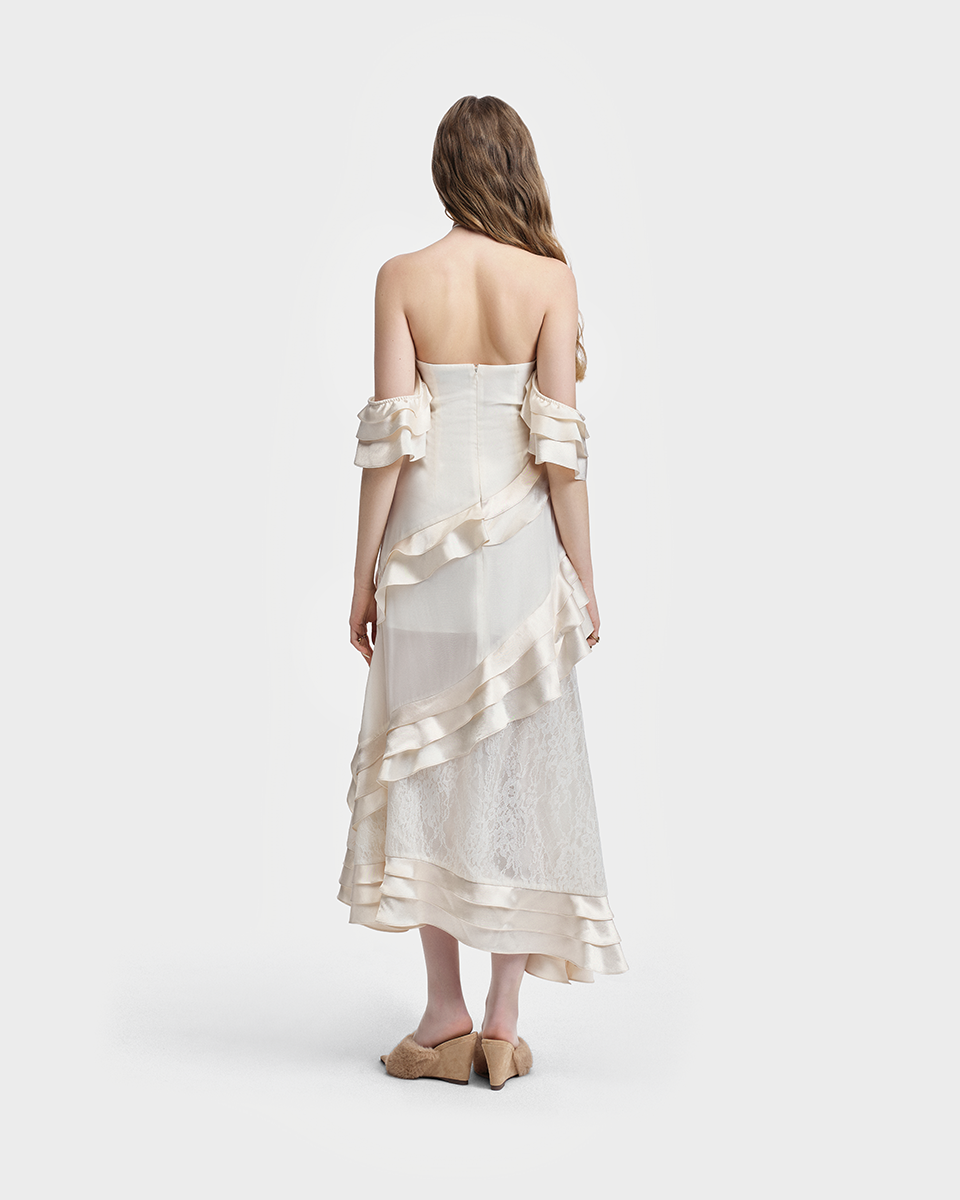 DEAR JOSÉ The Venus Shell Ruffle Maxi Dress