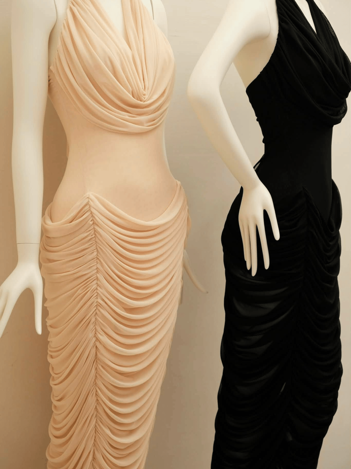 Tran Ali Ruched Halter Neck Bodycon Maxi Dress