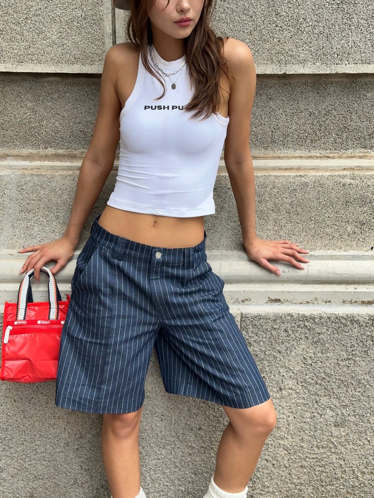 PUSH PUSH Mesh Tank Top - White