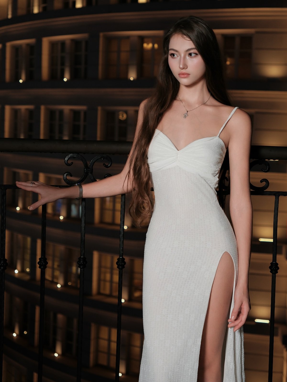 Maikaa Studio Raven White High Slit Maxi Dress