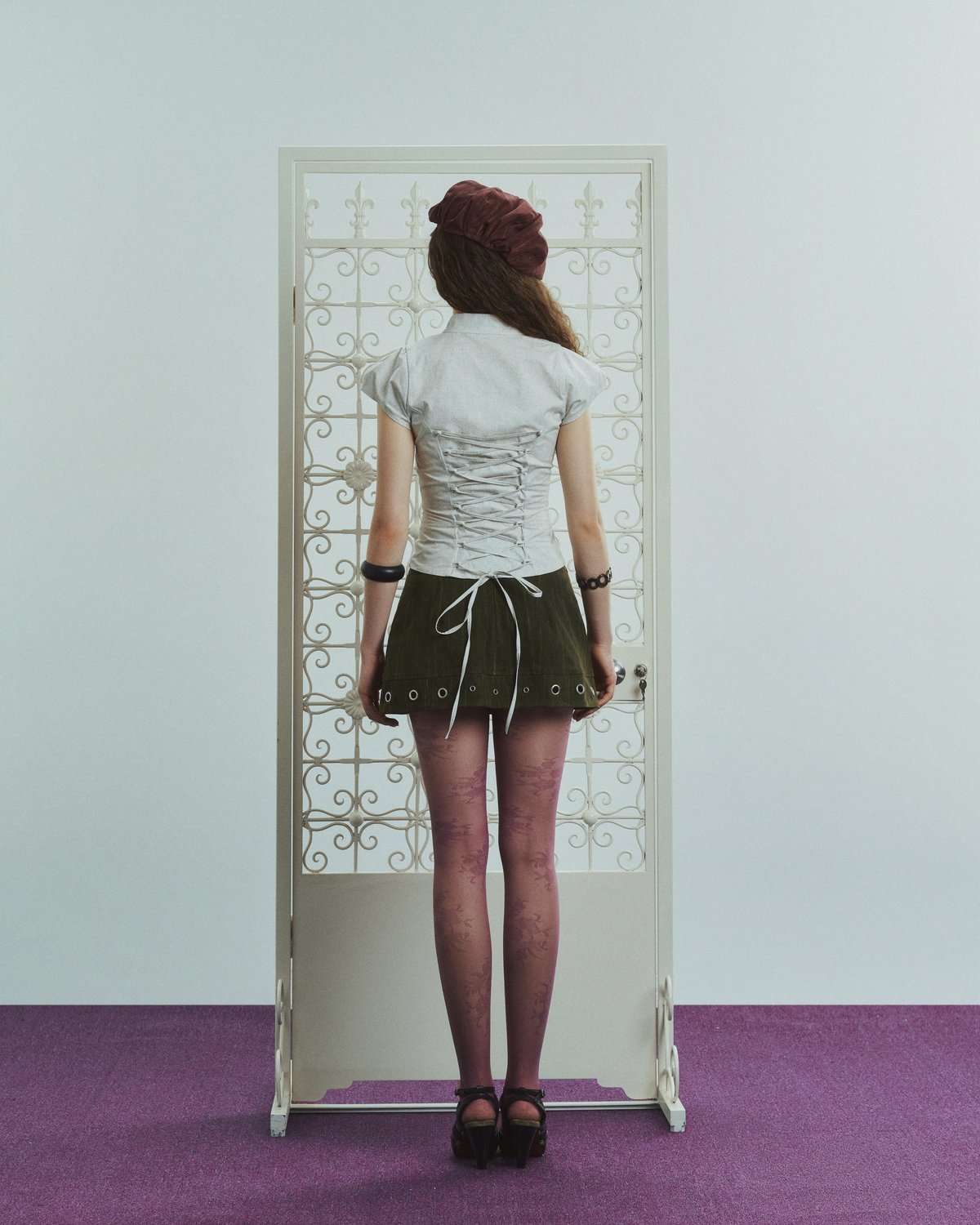 into.eight MURAL Striped A-Line Mini Skirt