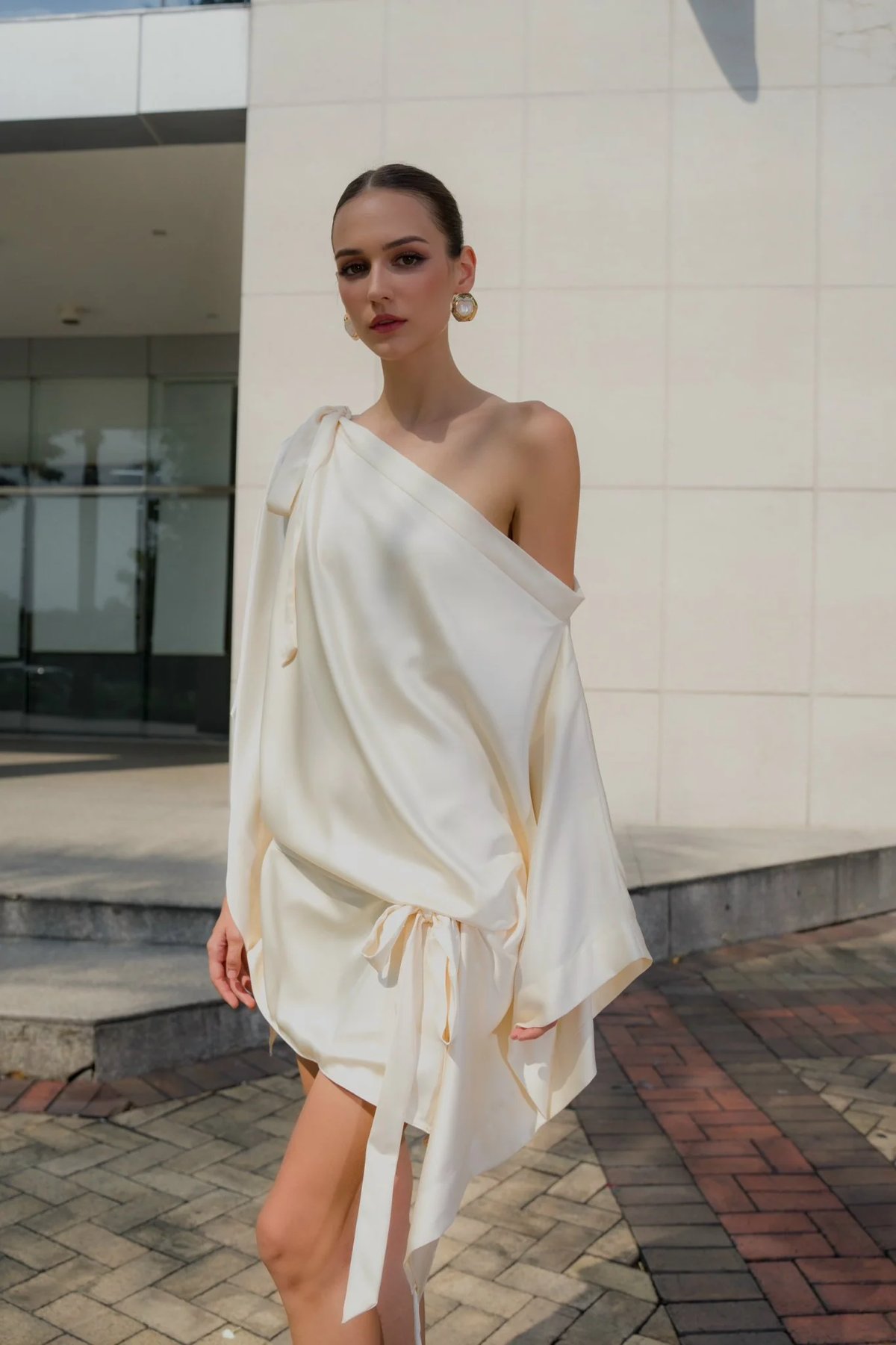 KISSERINE SABRINA MINI One-Shoulder Satin Mini Dress