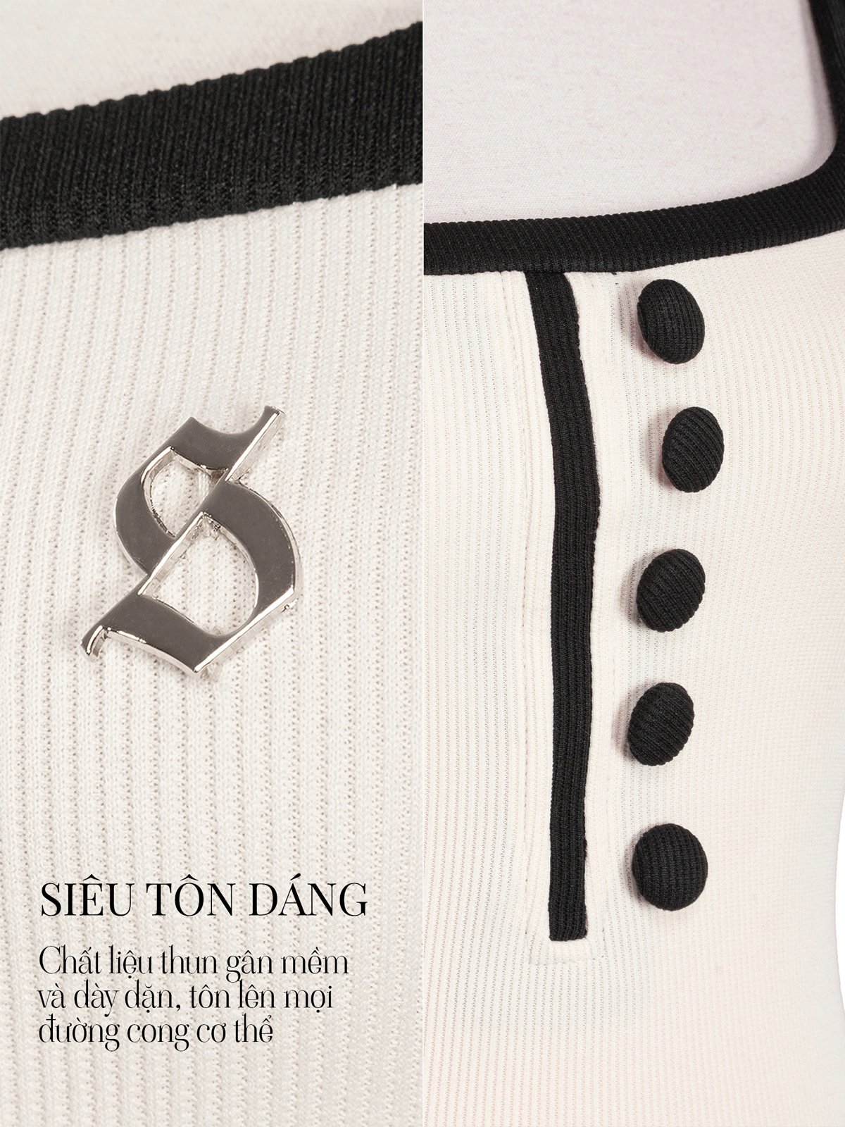 SISTERS Isobelle Classic Short Jumpsuit with Fabric Buttons and Metal Logo
