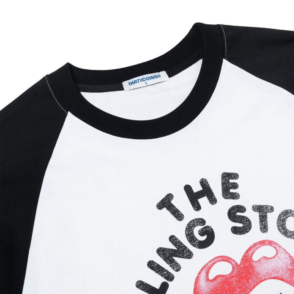 DIRTYCOINS Raglan Long Sleeve T-Shirt Faded Print