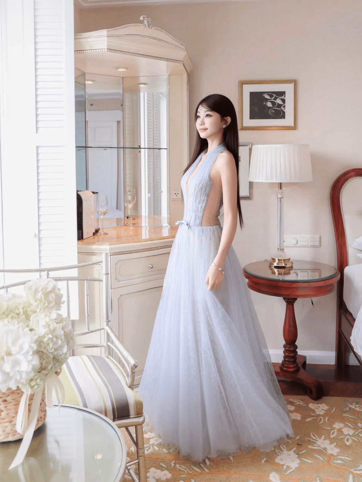 Tran Ali Pleated Bust Halter Maxi Dress