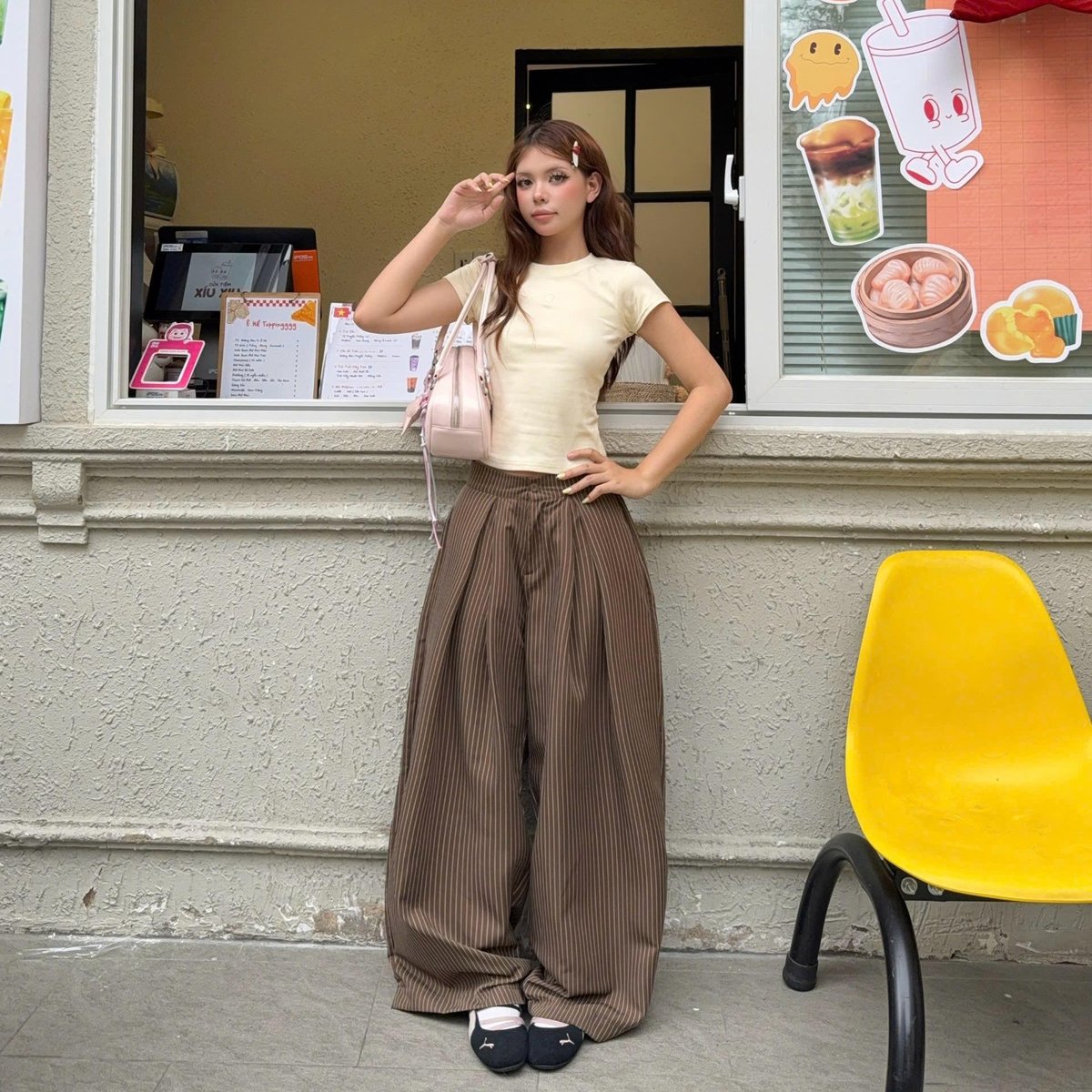 OUTERITY Striped Wide Leg Long Pants