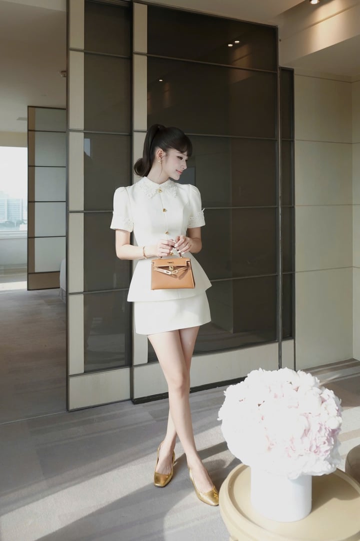 CHOU CHOU 蕾絲鈕扣兩件套裝