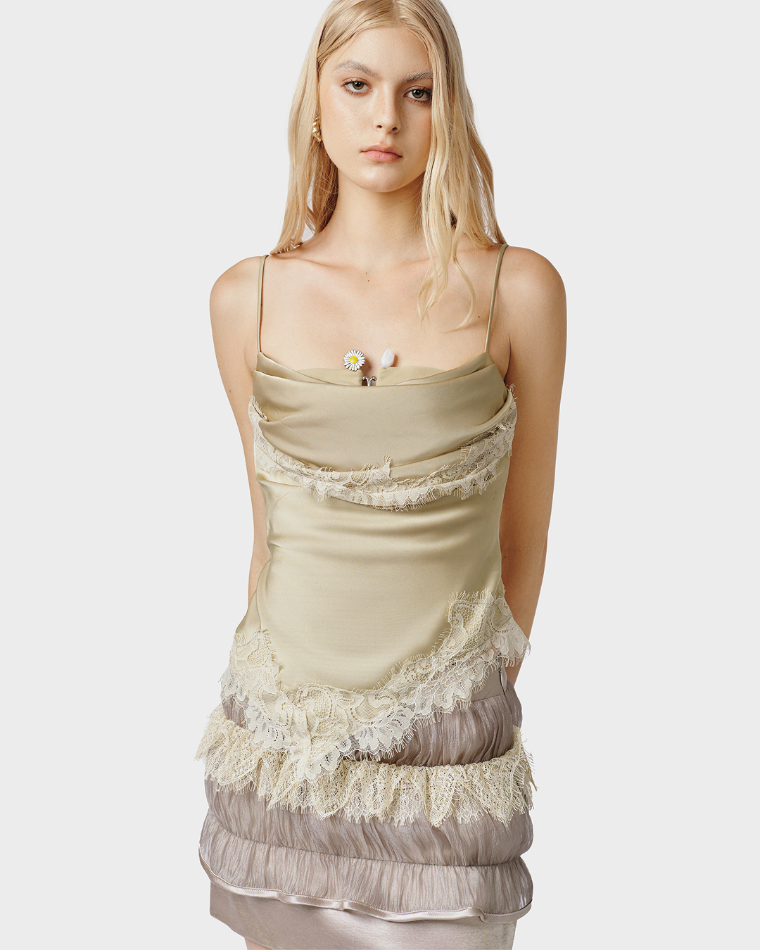 DEAR JOSÉ Close To You Sateen Cami Top - Beige