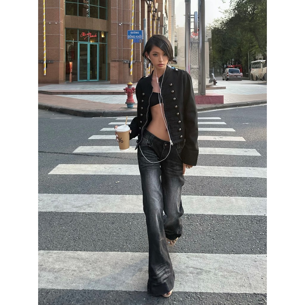 TWENTI Y2k Washed Black Flare Jeans