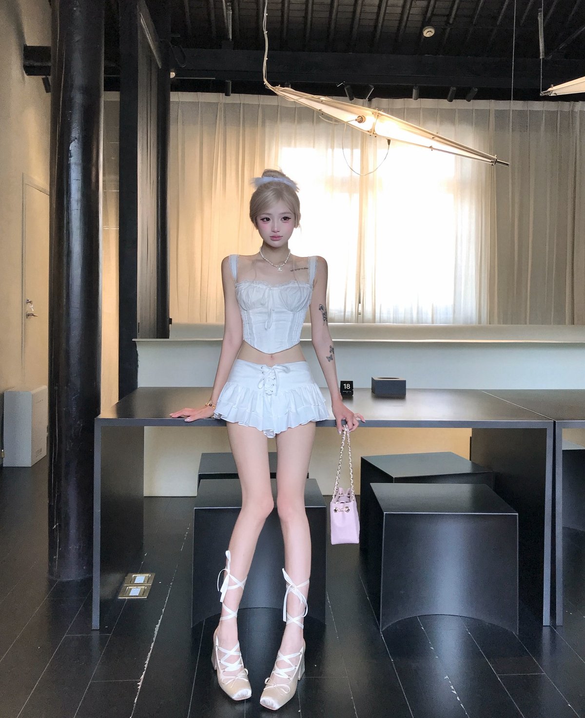Bandarsaya Aaliyah Set 白色甜美風格兩件套