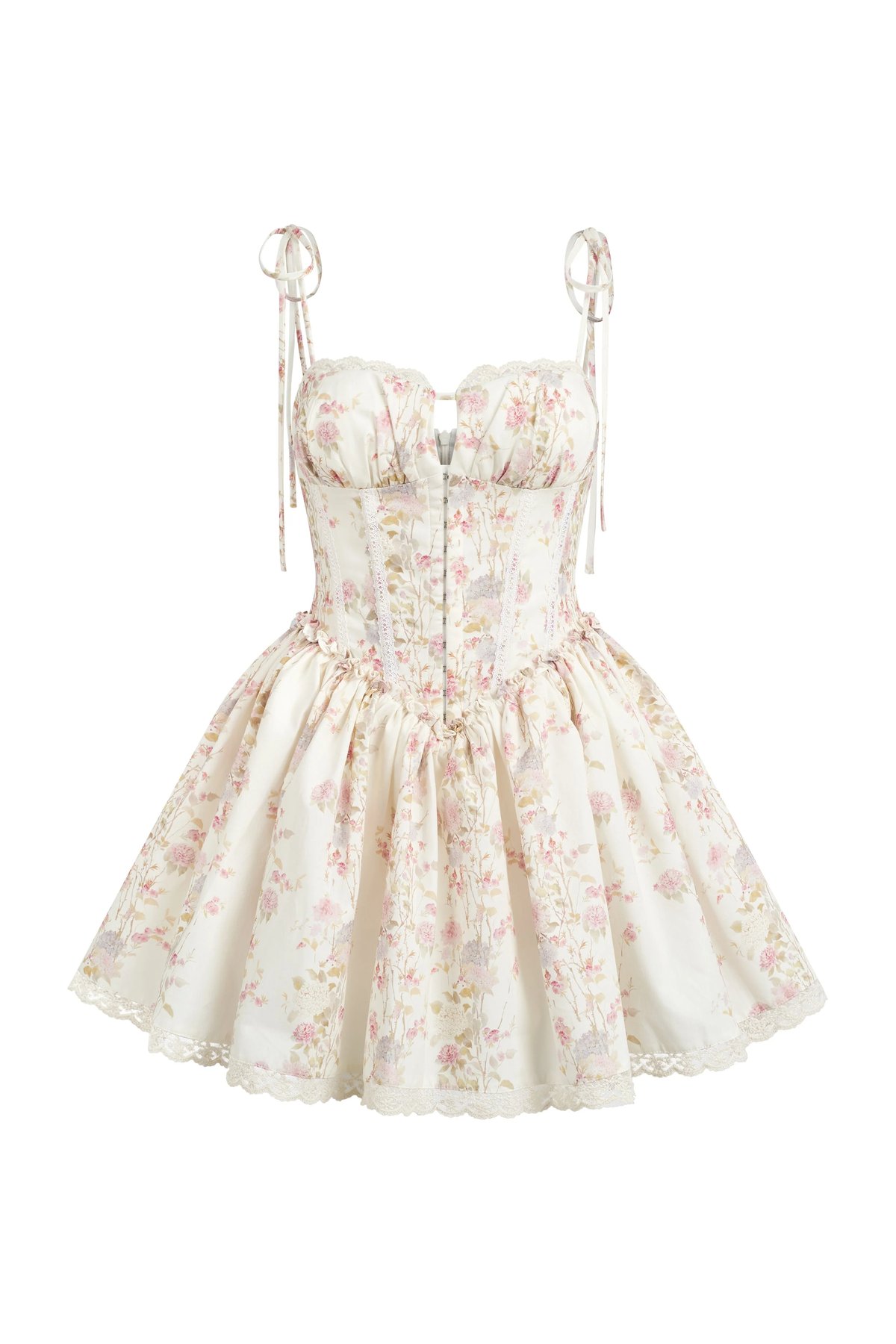 JUBIN SASHA Floral Corset Mini Dress