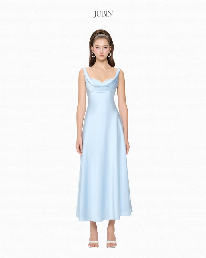 JUBIN MILA Blue A-Line Corset Dress