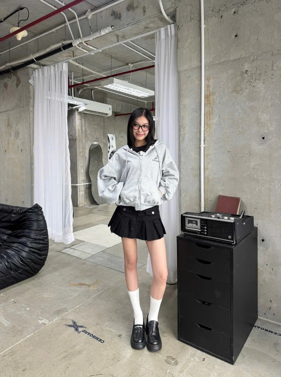 KILL SYSTEM SUPER STAR Glitter Zip-up Hoodie Boxy Fit