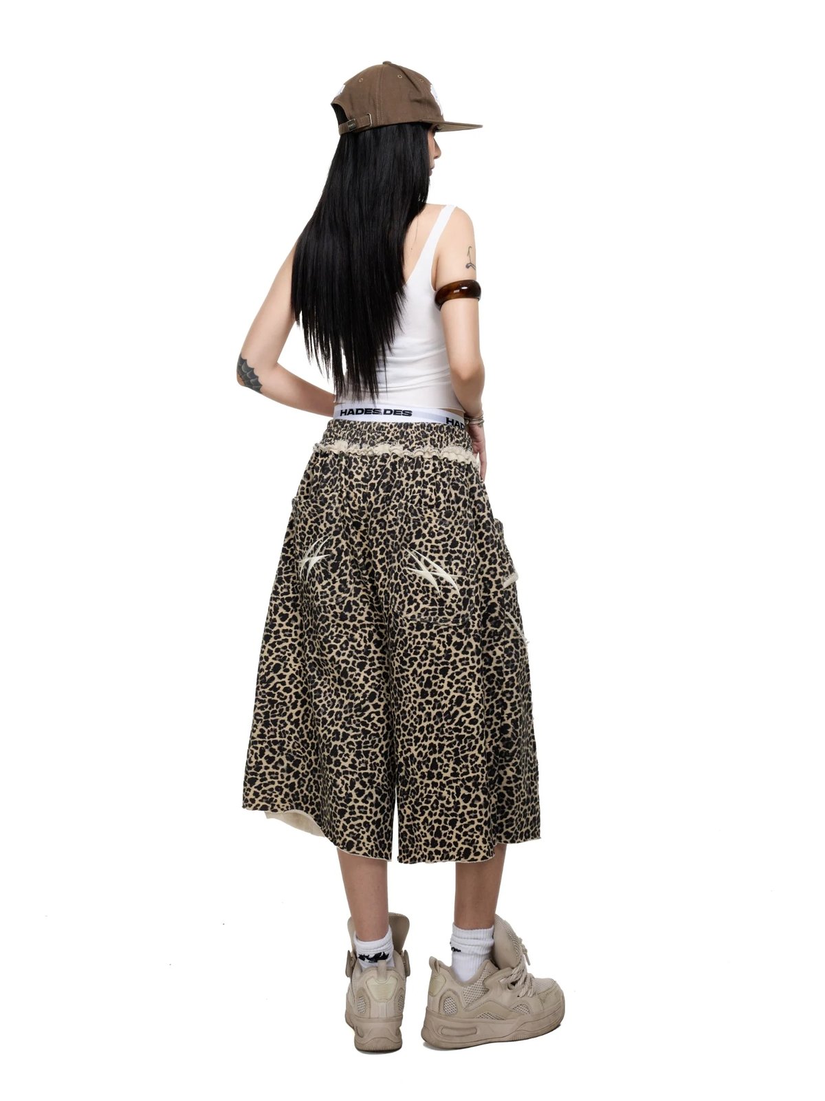 HADES Rugged Leopard Print Wide-Leg Shorts