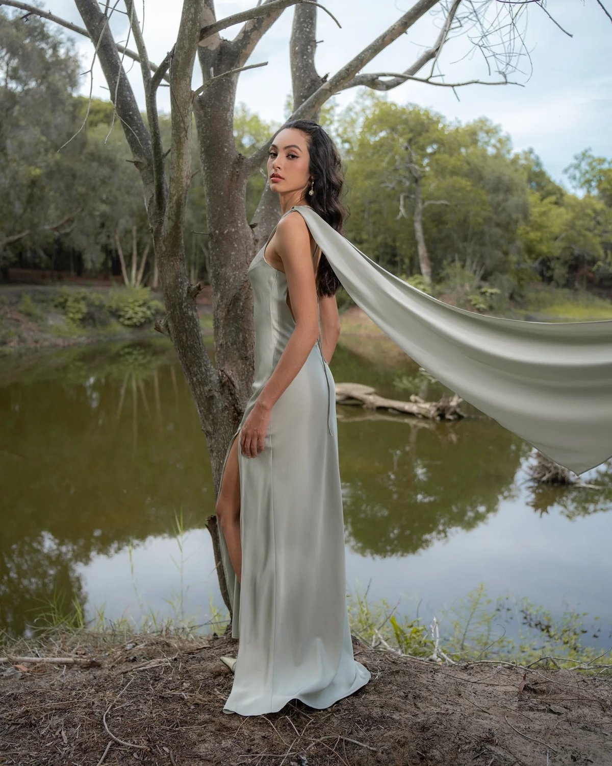 KISSERINE CAILY Silk and Chiffon Goddess Dress