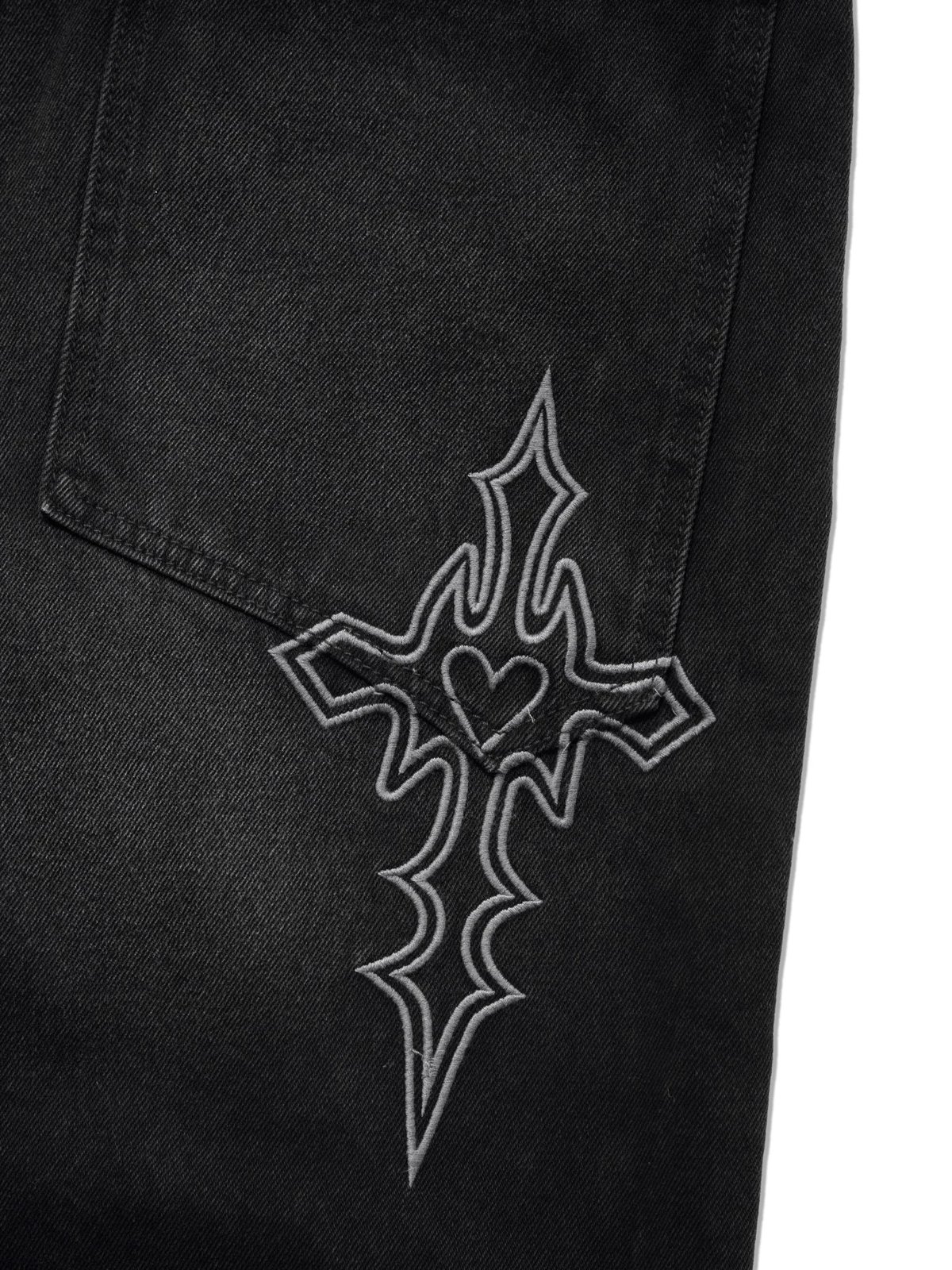 HADES Blackout Distress Wash Denim Shorts