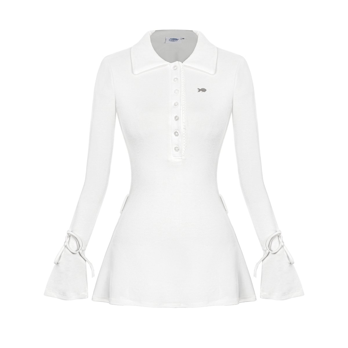 DKMV Jina Dress 復古 Polo 領蕾絲飾邊喇叭袖連身裙