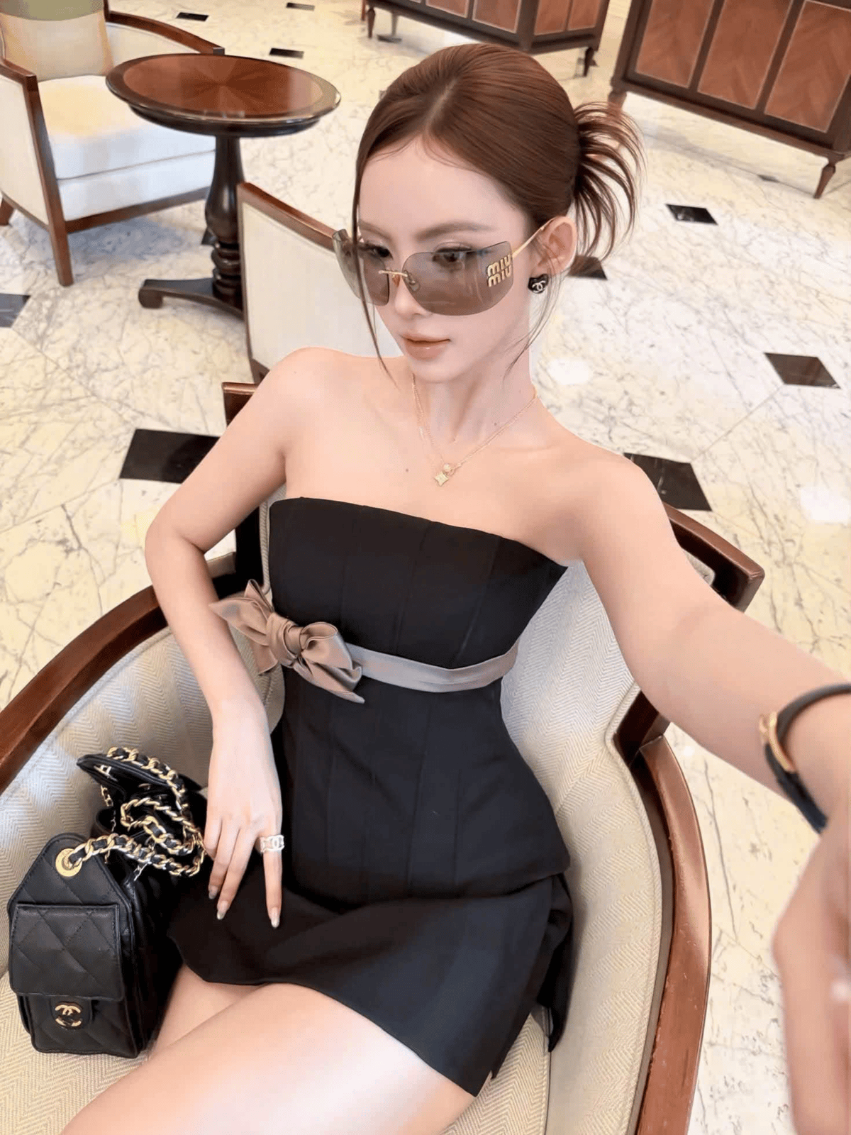 Tran Ali Cup Top with Waist Bow Detail