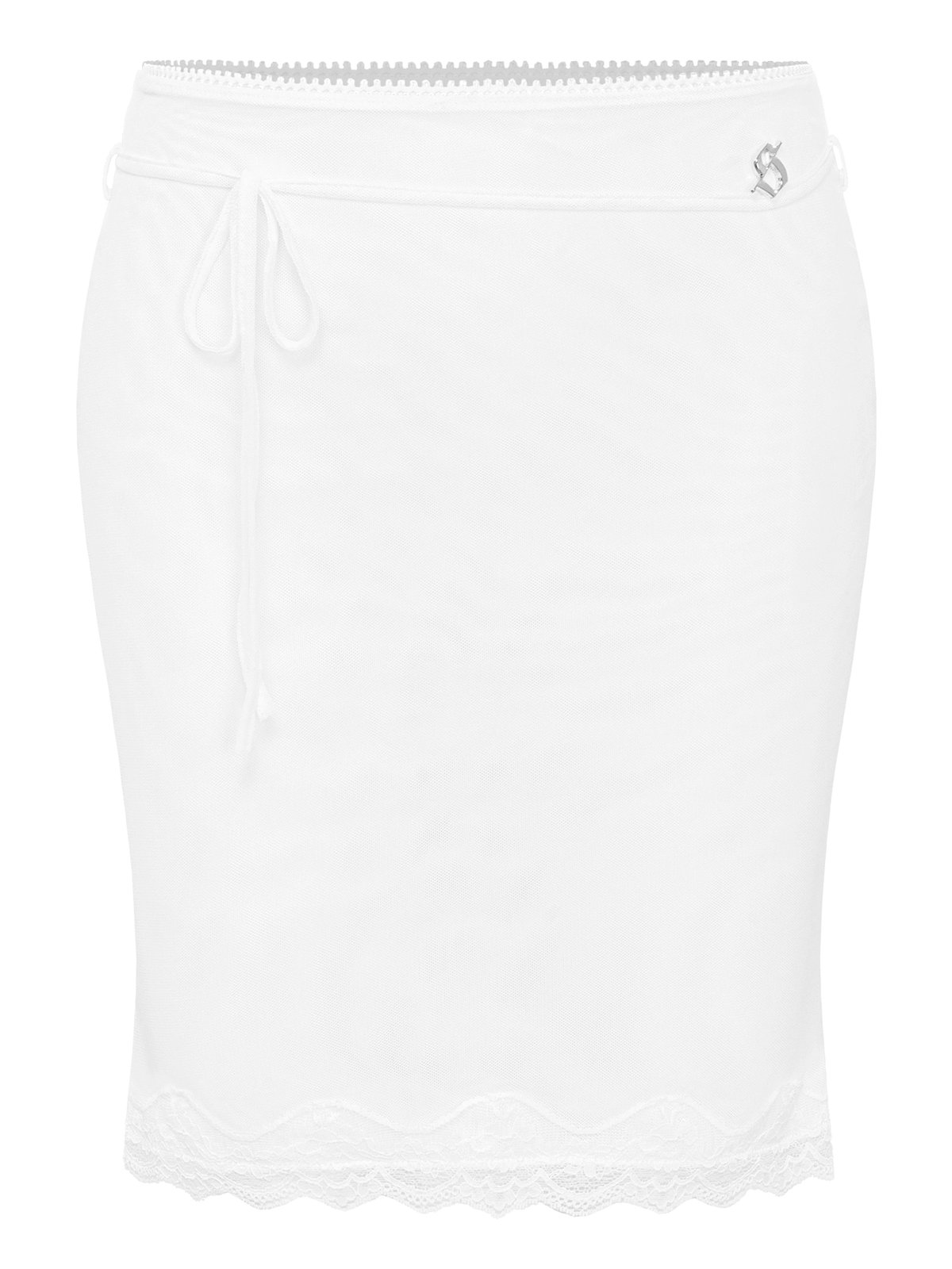 SISTERS Zenobia Sheer Lace Trim Midi Skirt - White