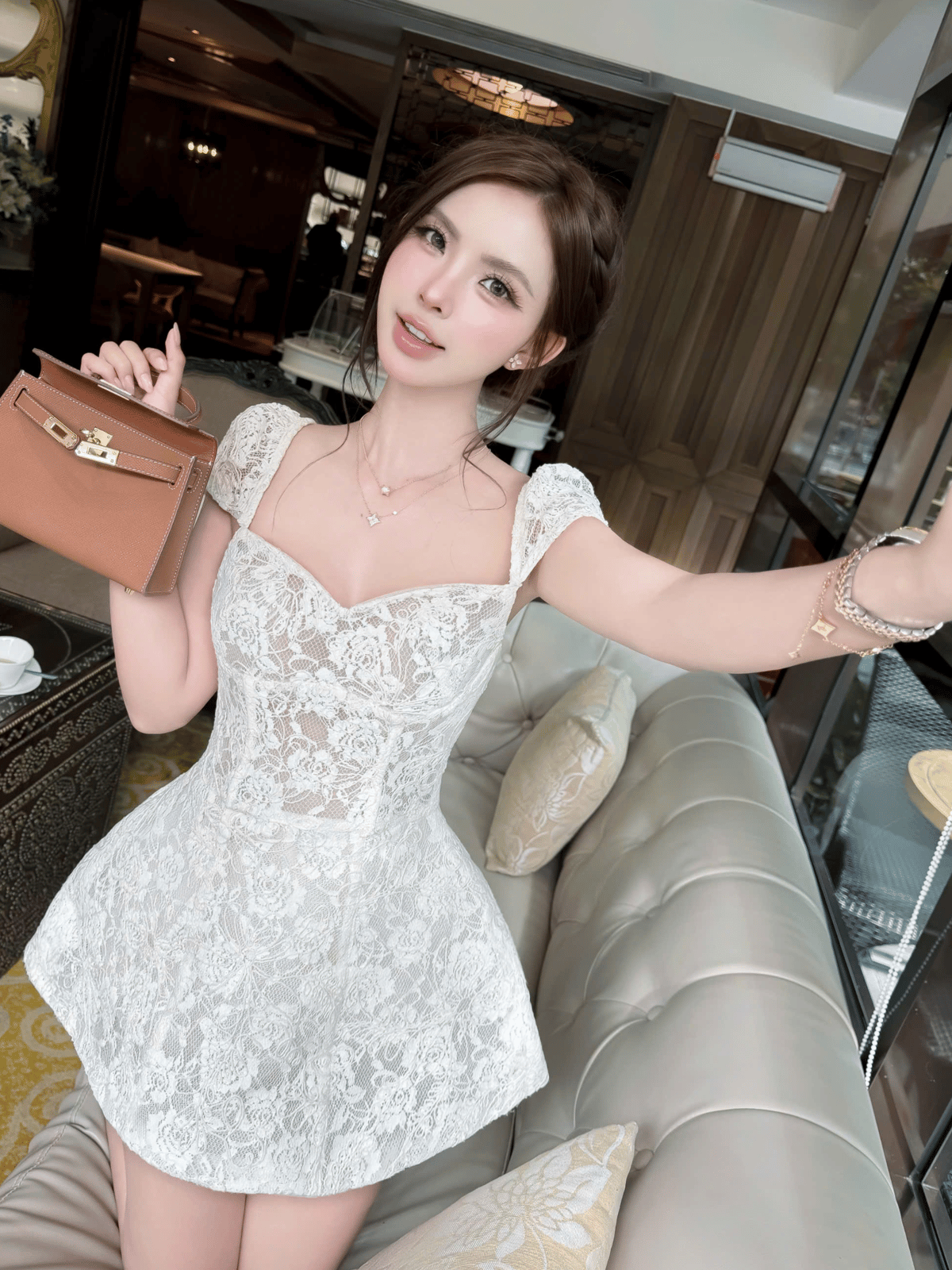 Tran Ali Lace Mini Flared Dress