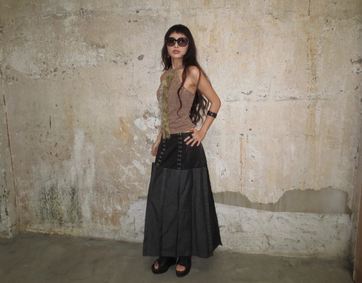 INK SKIRT Corset Panel Denim Skirt