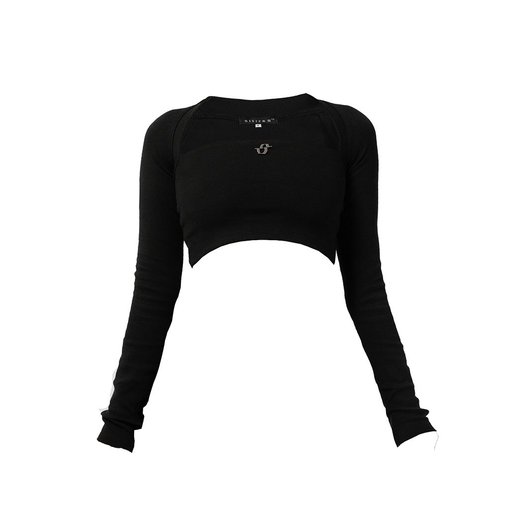 SISTERS Neva Ribbed Long Sleeve Square Neck Crop Top