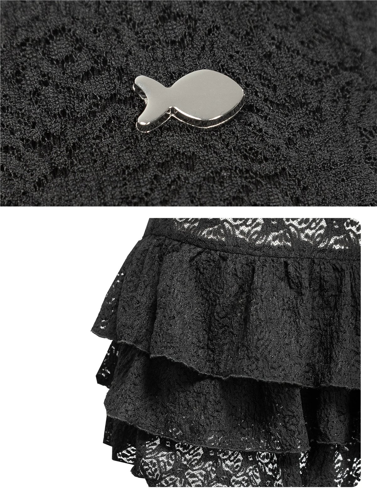 DKMV Jia Dress Lace Tiered Ruffle Mini Dress