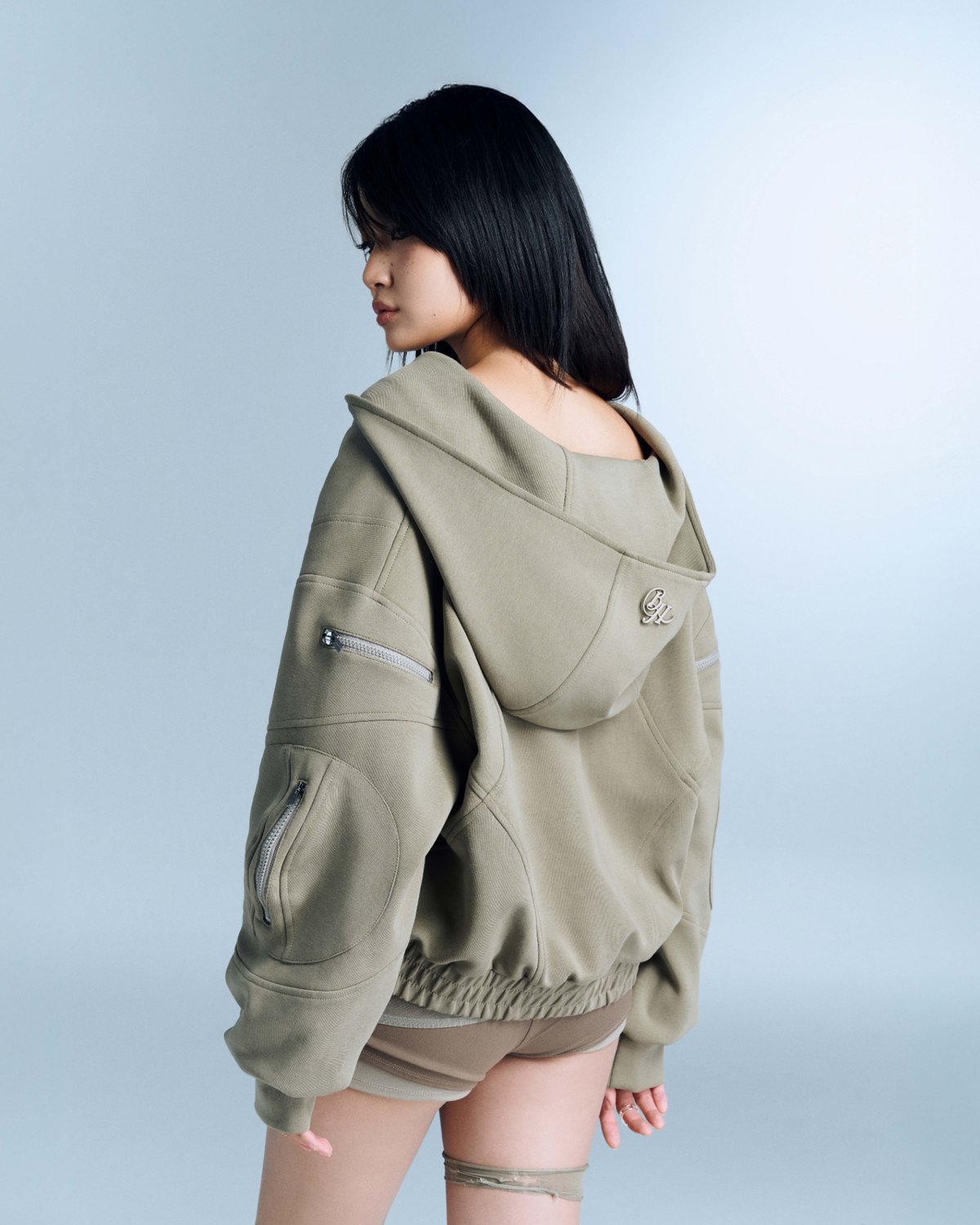Bunnyhill MAPLE Cut-out Hooded Jacket - Avocado Green