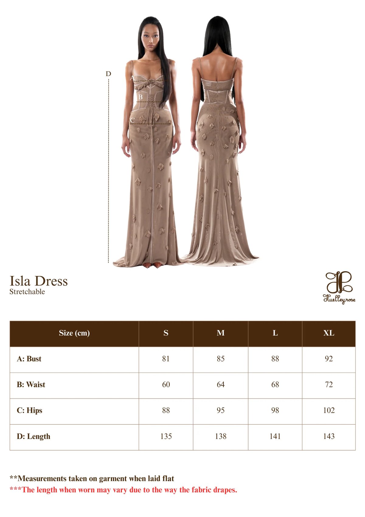 HUELLEYROSE Isla Corsetry Maxi Dress - Brown