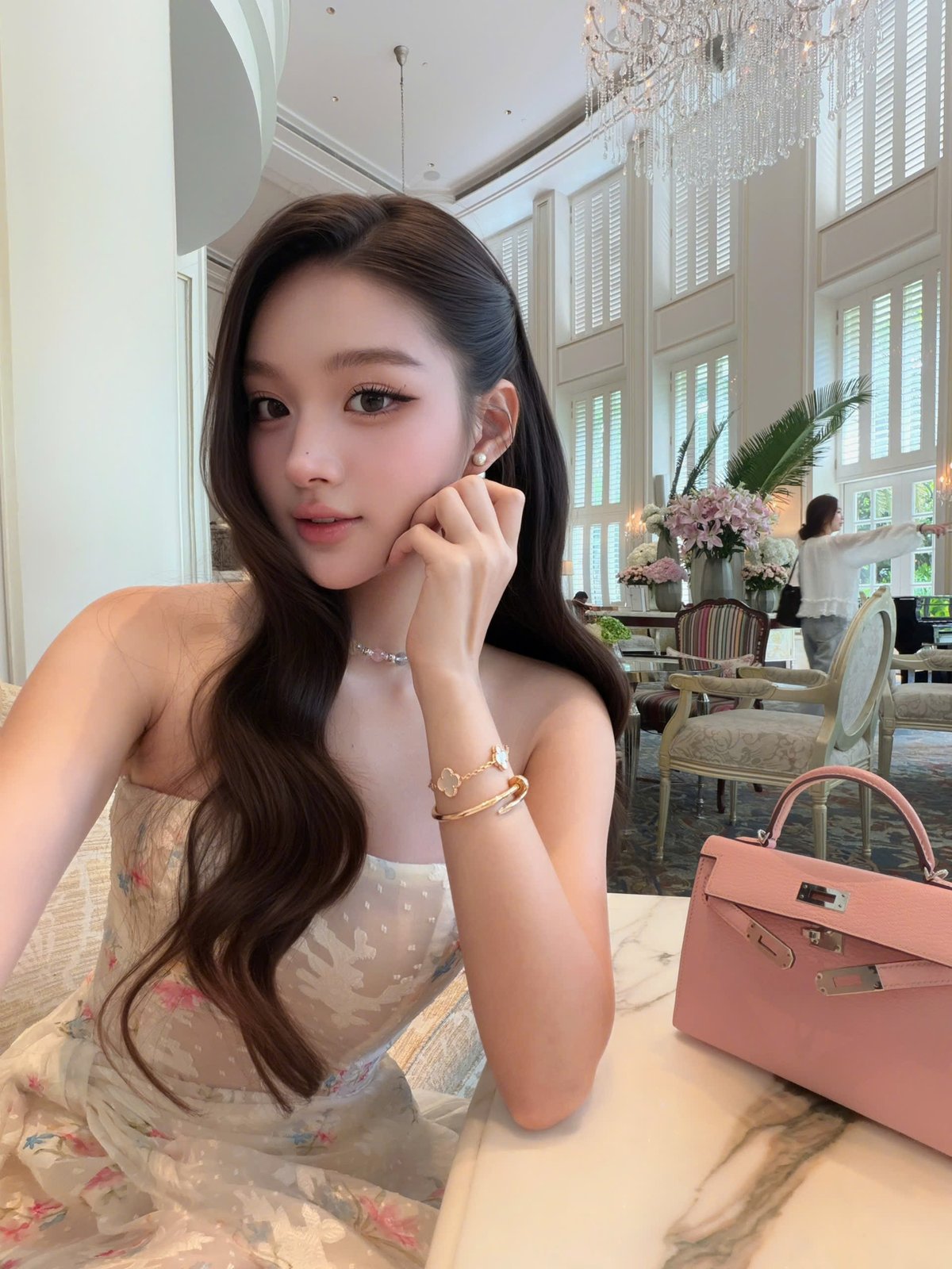 CHOU CHOU Pink Floral Bow Dress