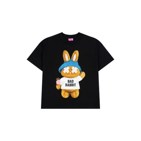 BAD RABBIT Sticky Rabbit 黑色棉質印花短袖 T-shirt
