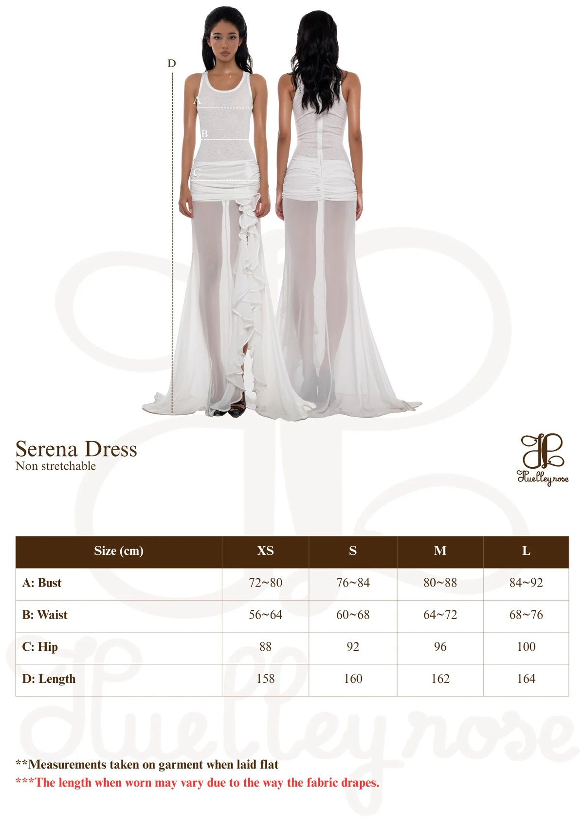 HUELLEYROSE Serena 荷葉邊高衩雪紡長裙