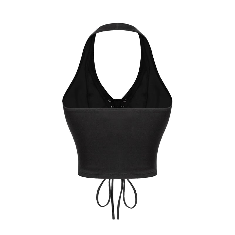 SISTERS Joy Lace-up Halter Neck Cropped Top