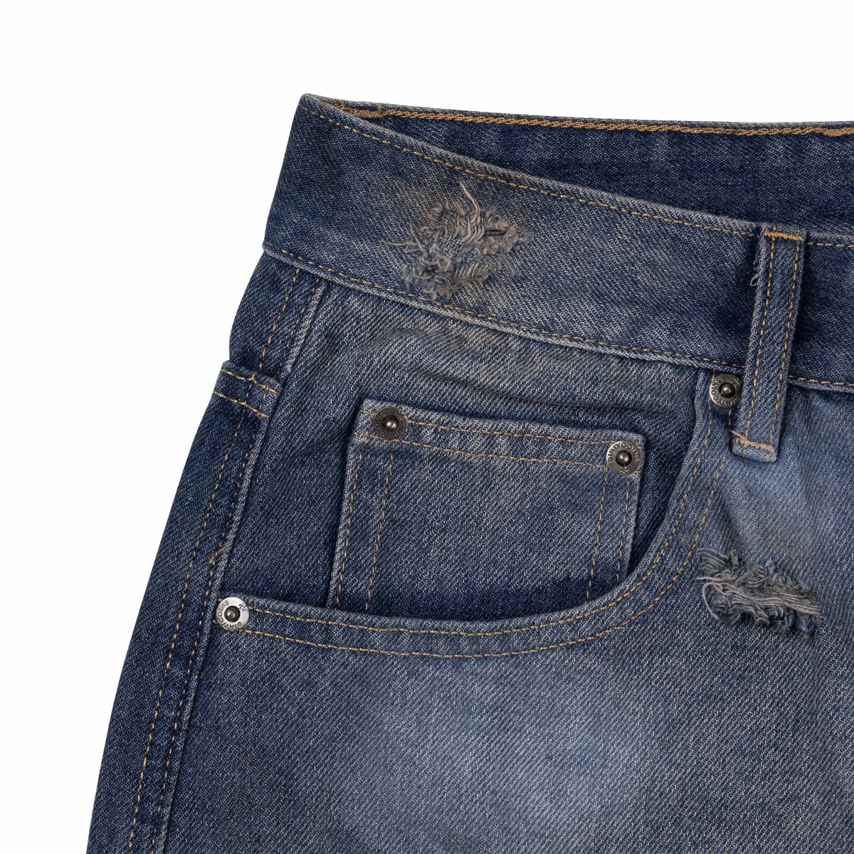 DIRTYCOINS Double Knee Distressed Denim Shorts