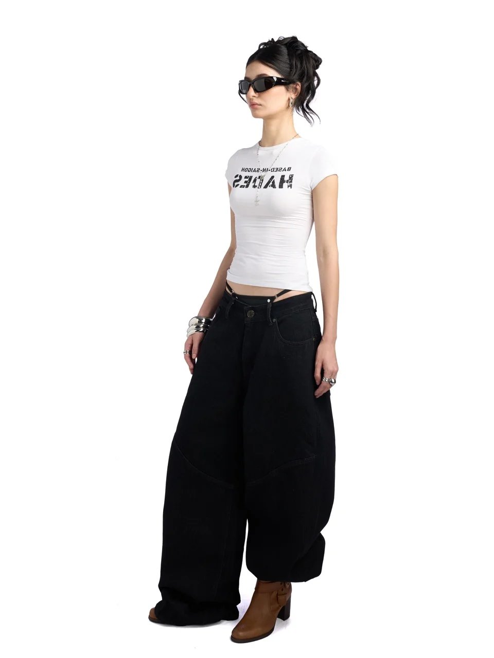 HADES Inverted Typography Baby Tee - White