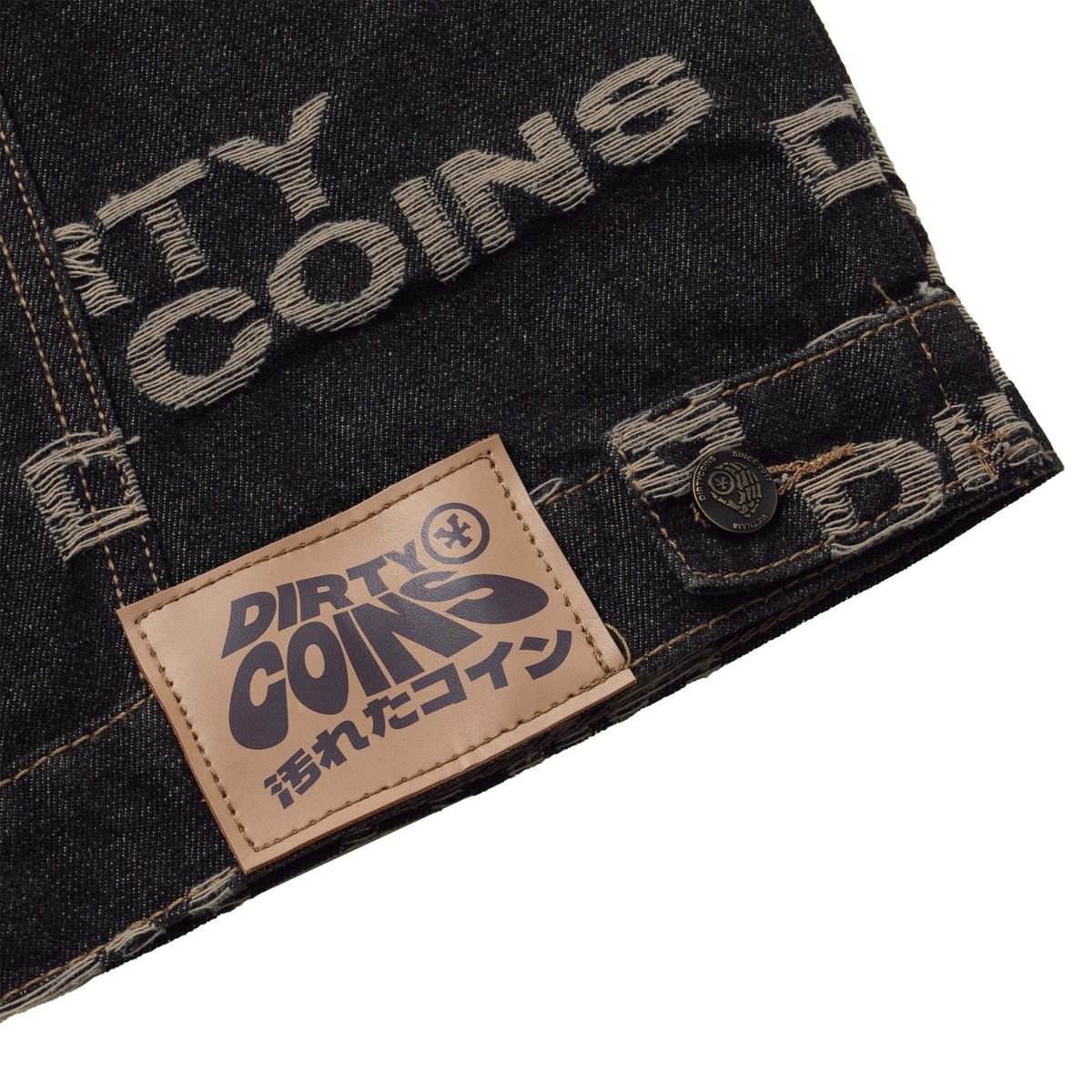 DIRTYCOINS Frayed Logo Denim Jacket