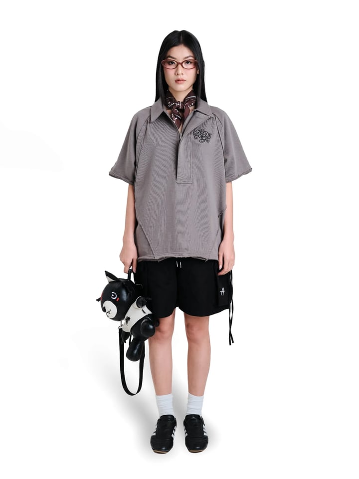 HADES Splice Polo 隱形拉鍊設計刺繡短袖 Polo 衫